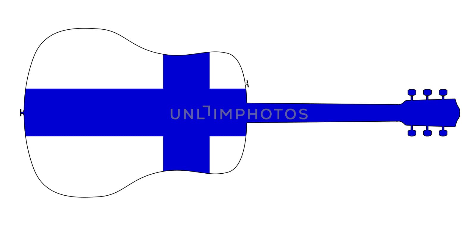 Acoustic Guitar Silhouette With Finland National Flag by Bigalbaloo