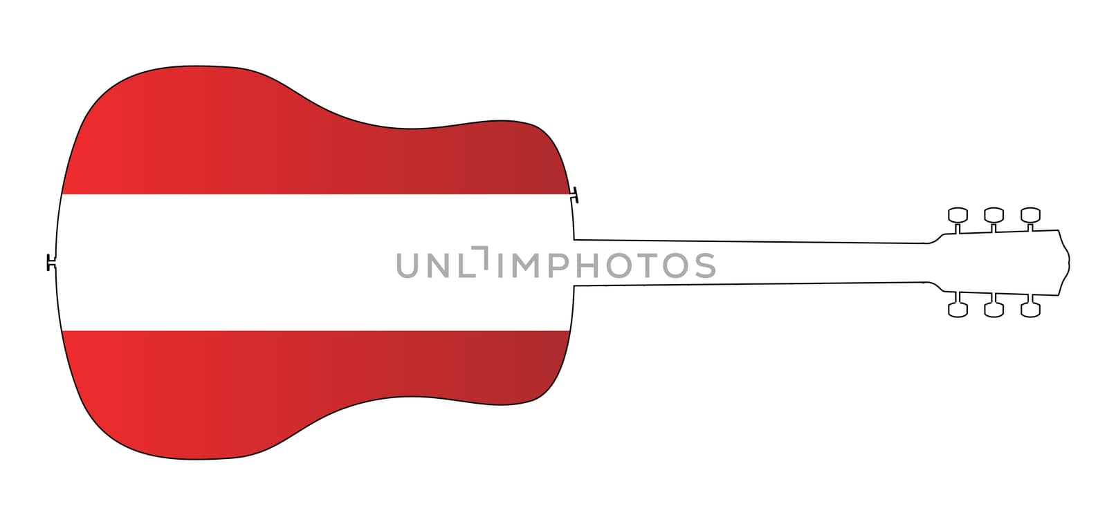 Acoustic Guitar Silhouette With Austrian National Flag by Bigalbaloo