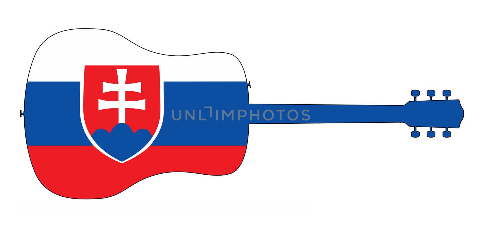 Acoustic Guitar Silhouette With Slovakia National Flag by Bigalbaloo