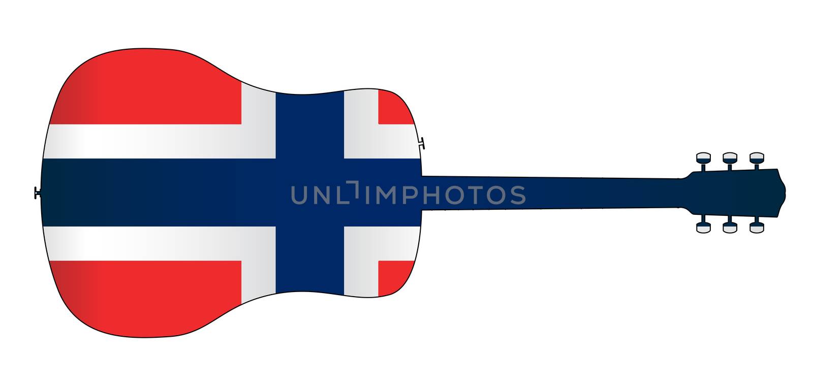 Acoustic Guitar Silhouette With Norwegian National Flag by Bigalbaloo