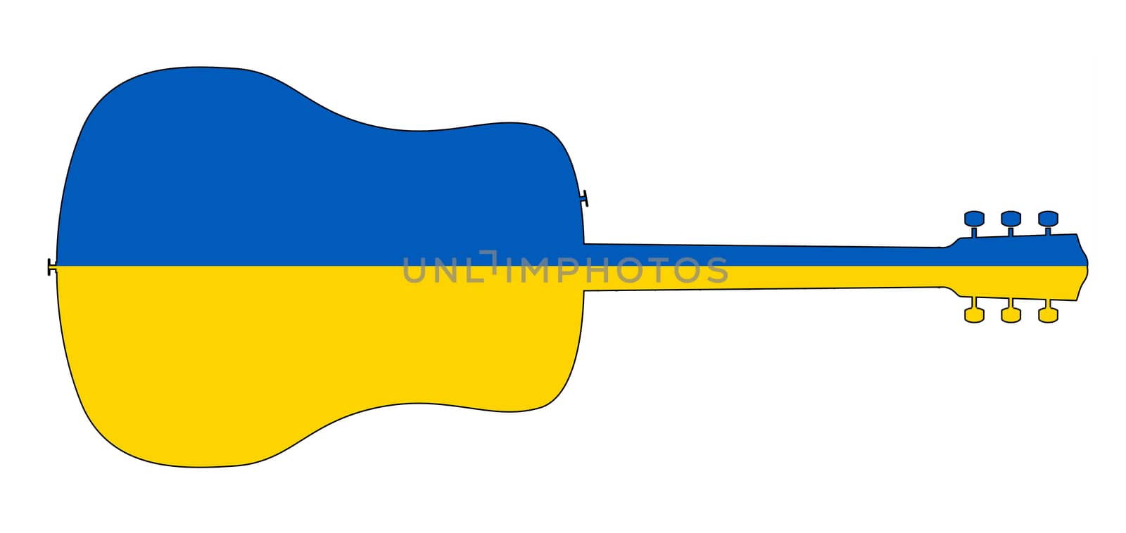 Guitar Silhouette With Ukraine National Flag by Bigalbaloo