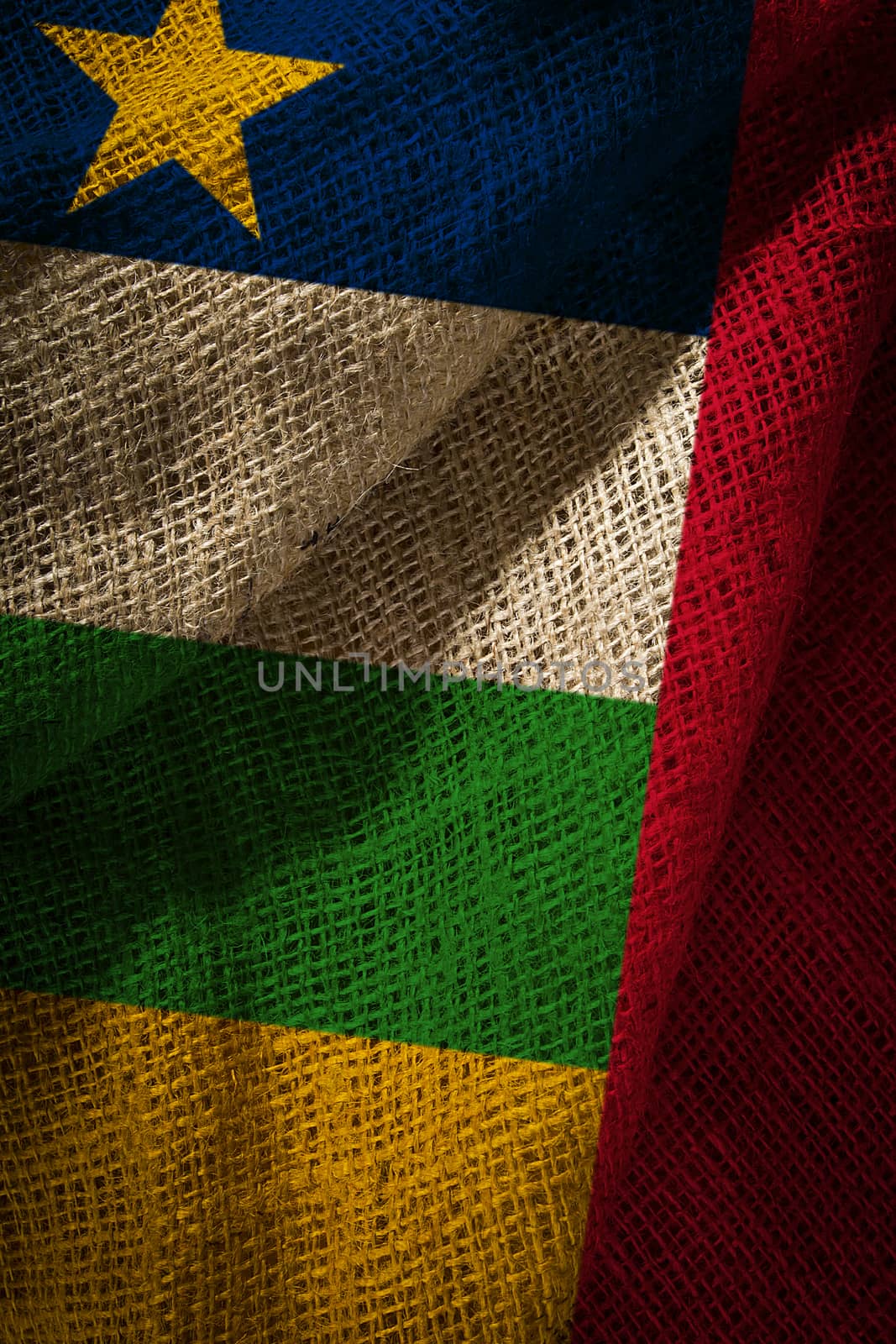 The state flag of coarse fabric Central African Republic