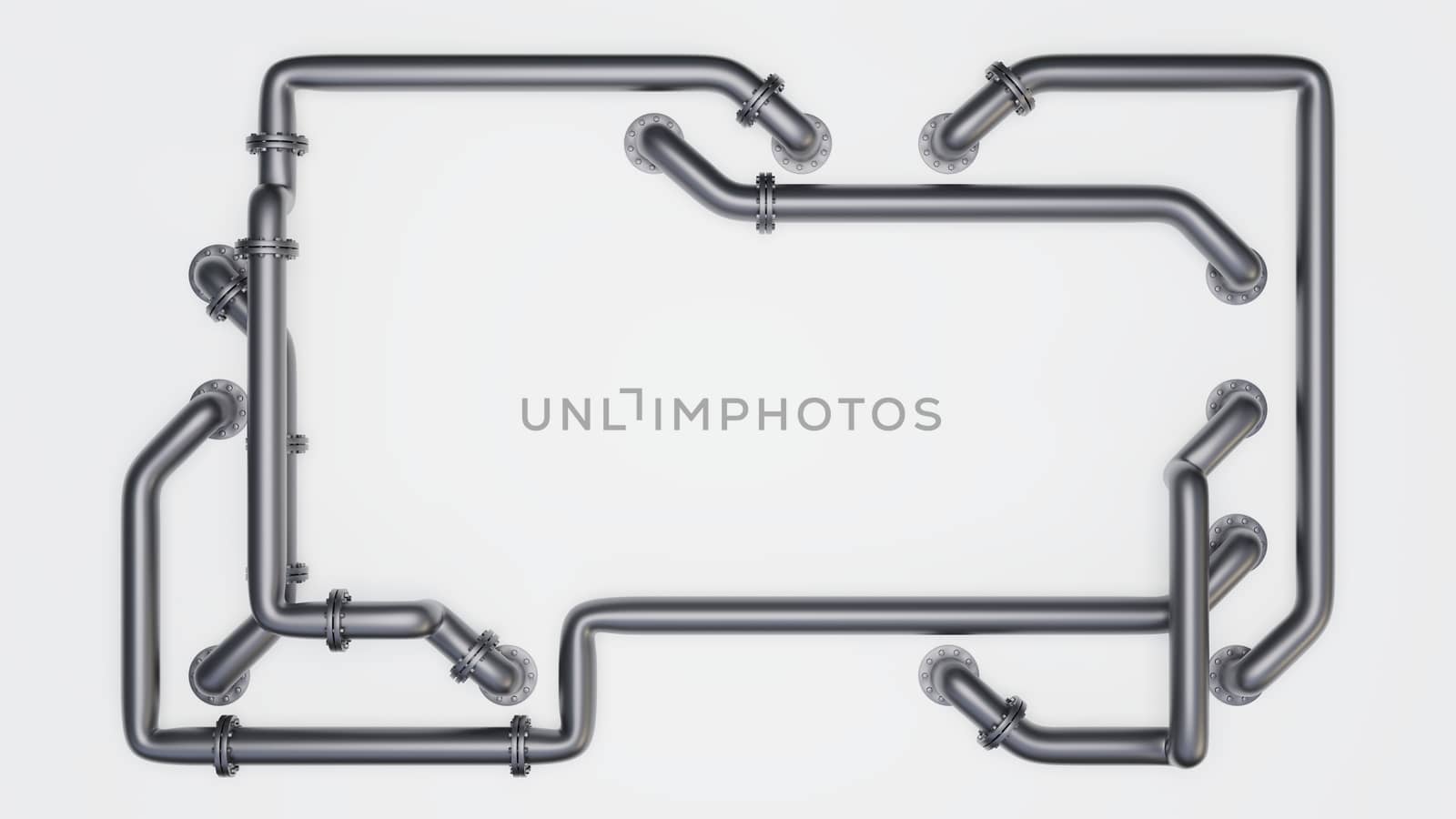 Banner with an empty space in the middle is entangled in pipes by cherezoff