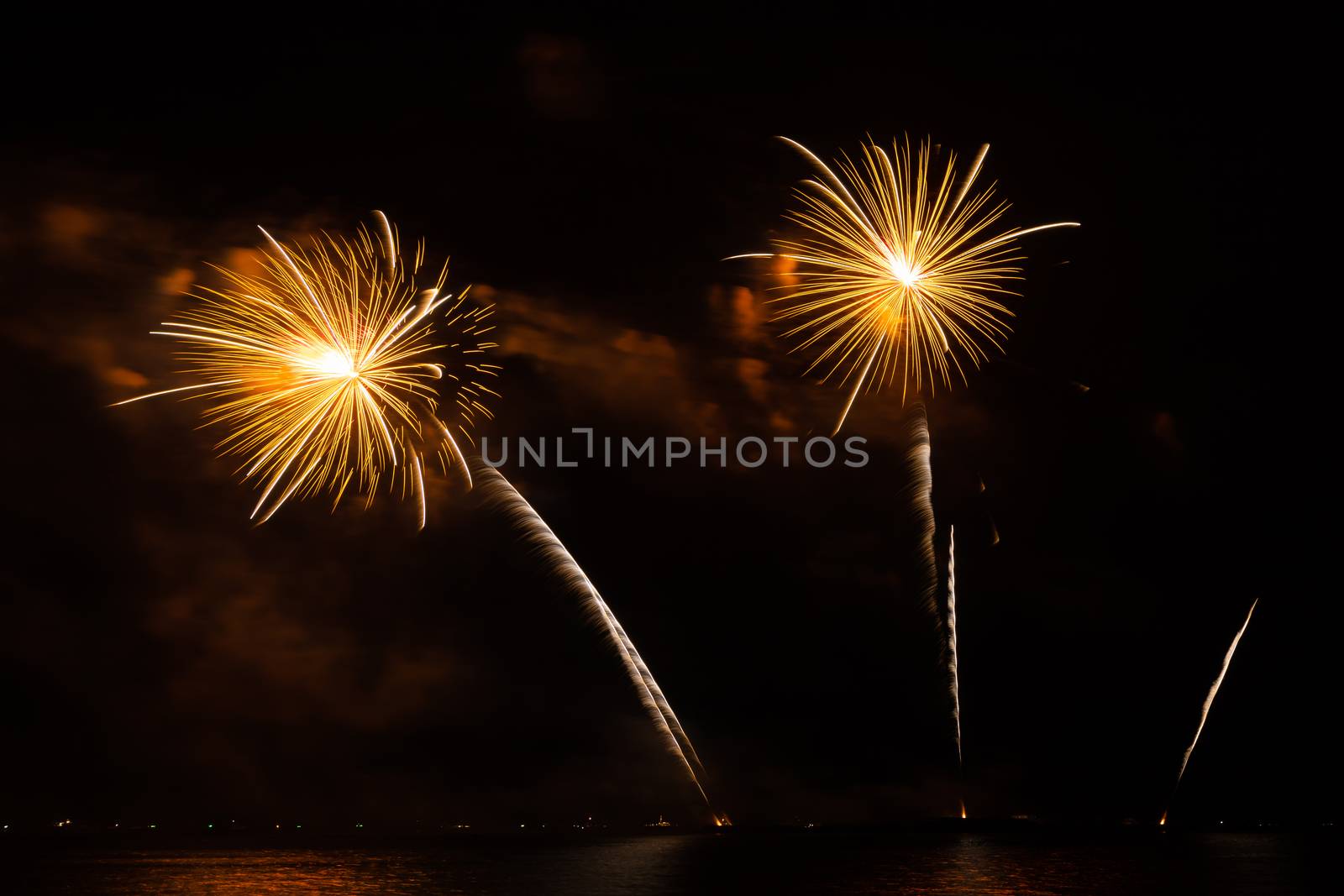 Firework in dark sky background by smuay