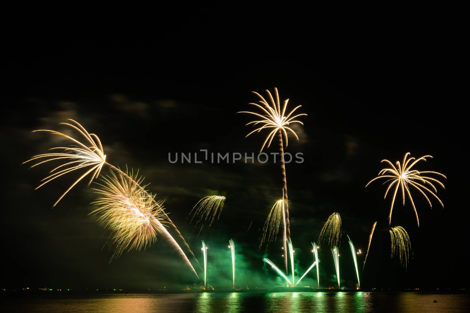 Firework in dark sky background by smuay