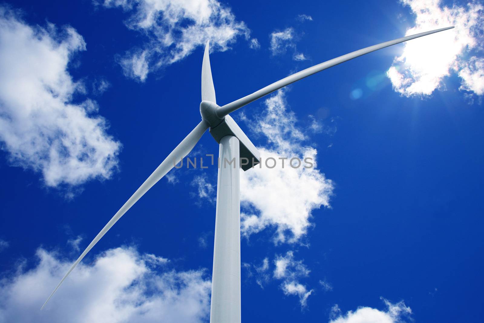 wind turbine on sky background