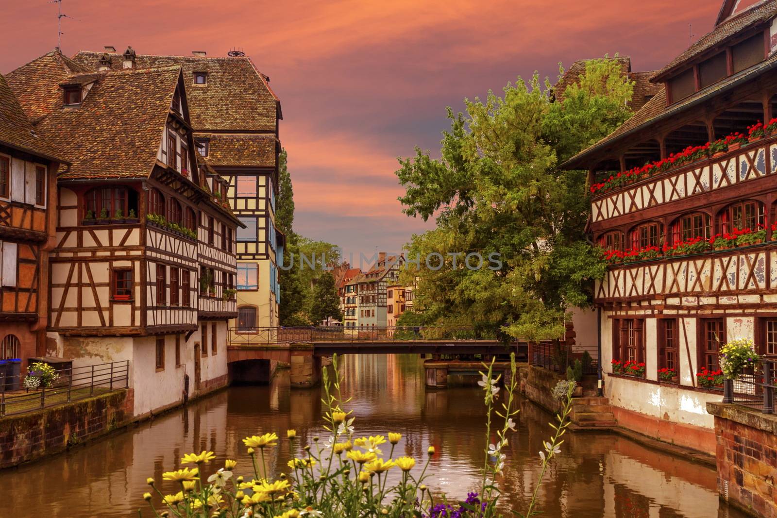 Traditional Alsatian half-timbered houses in Petite France, Strasbourg, France