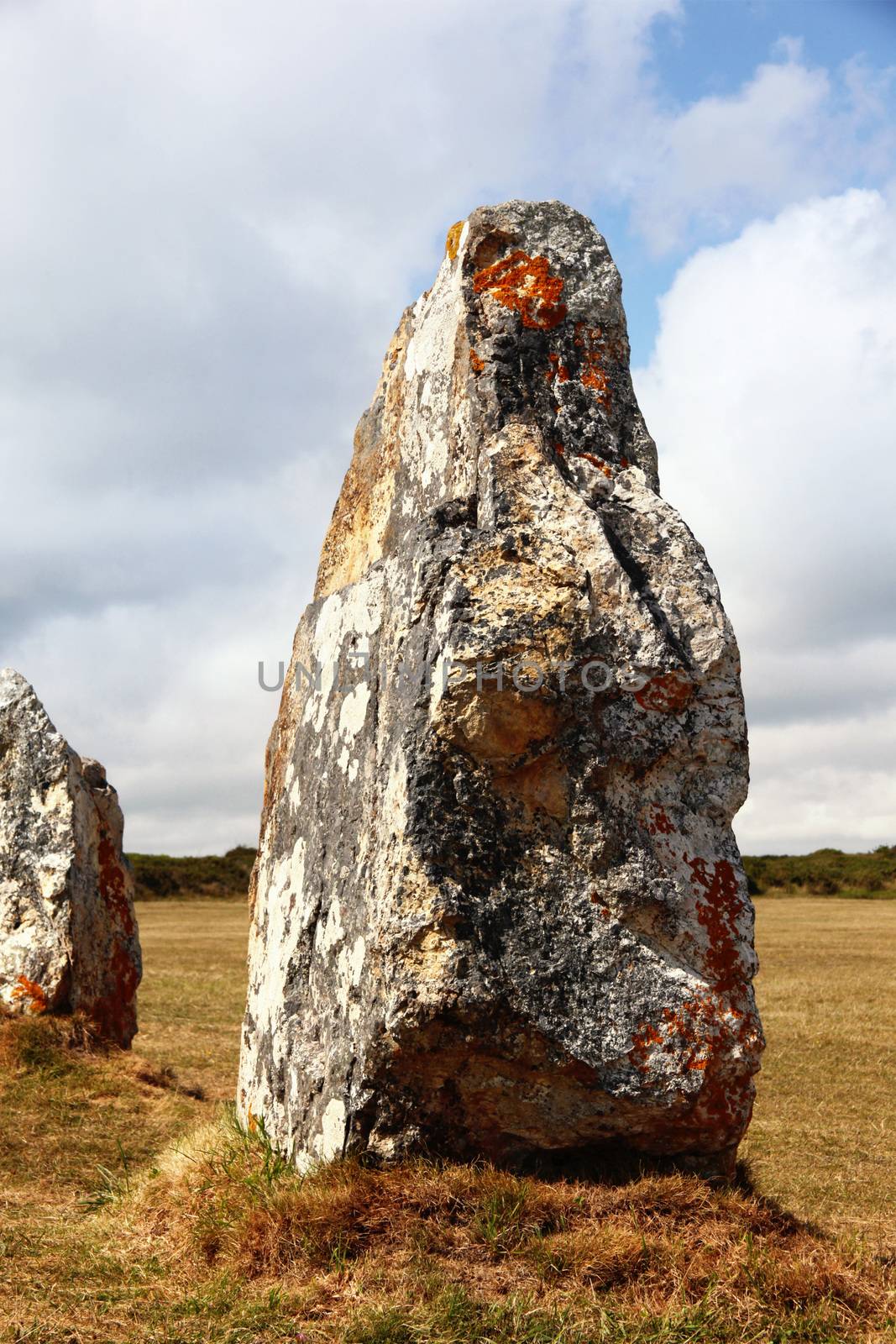 Megaliths prehistoric menhirs in French territory