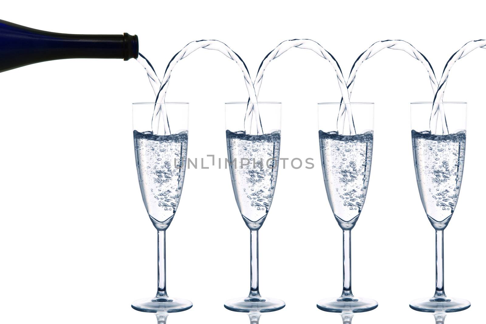glass of sparkling wine on white background