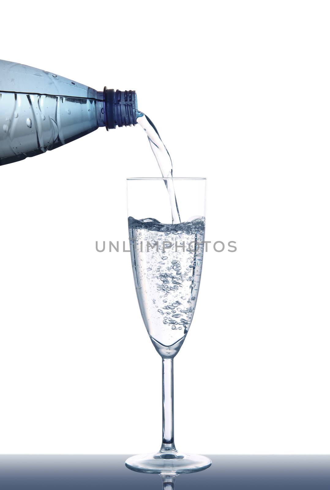 glass of water on white background
