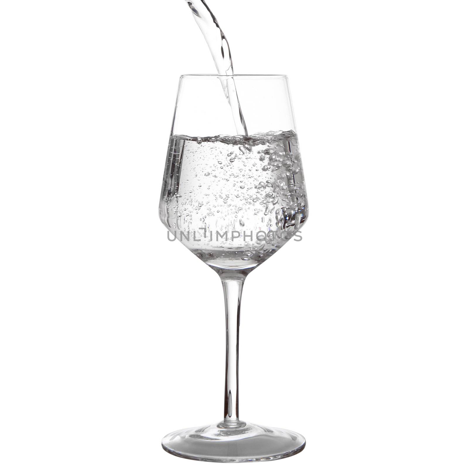 glass of water on white background