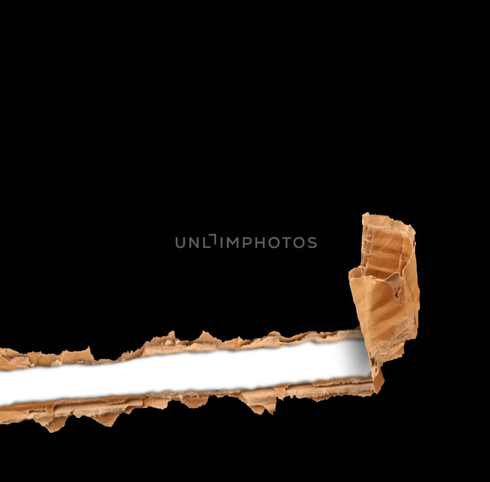 torn cardboard on black background