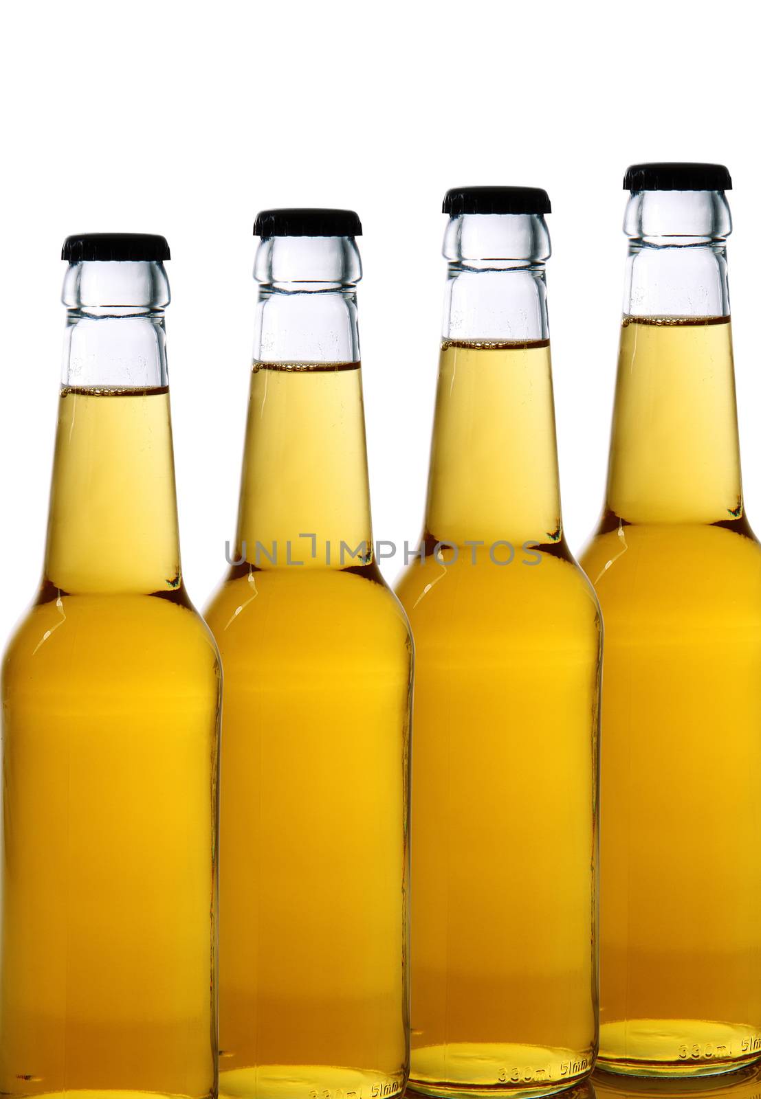 bottles of beer on white background