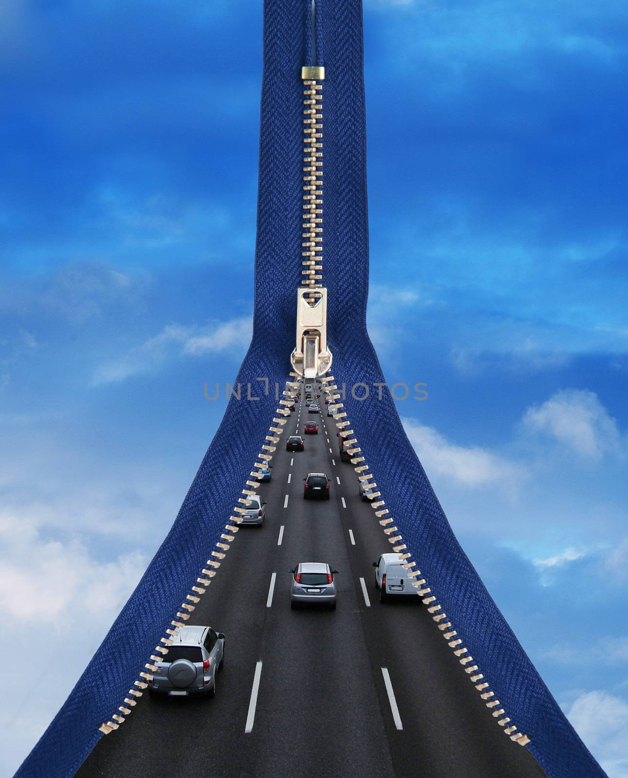 Traffic blocked on the highway