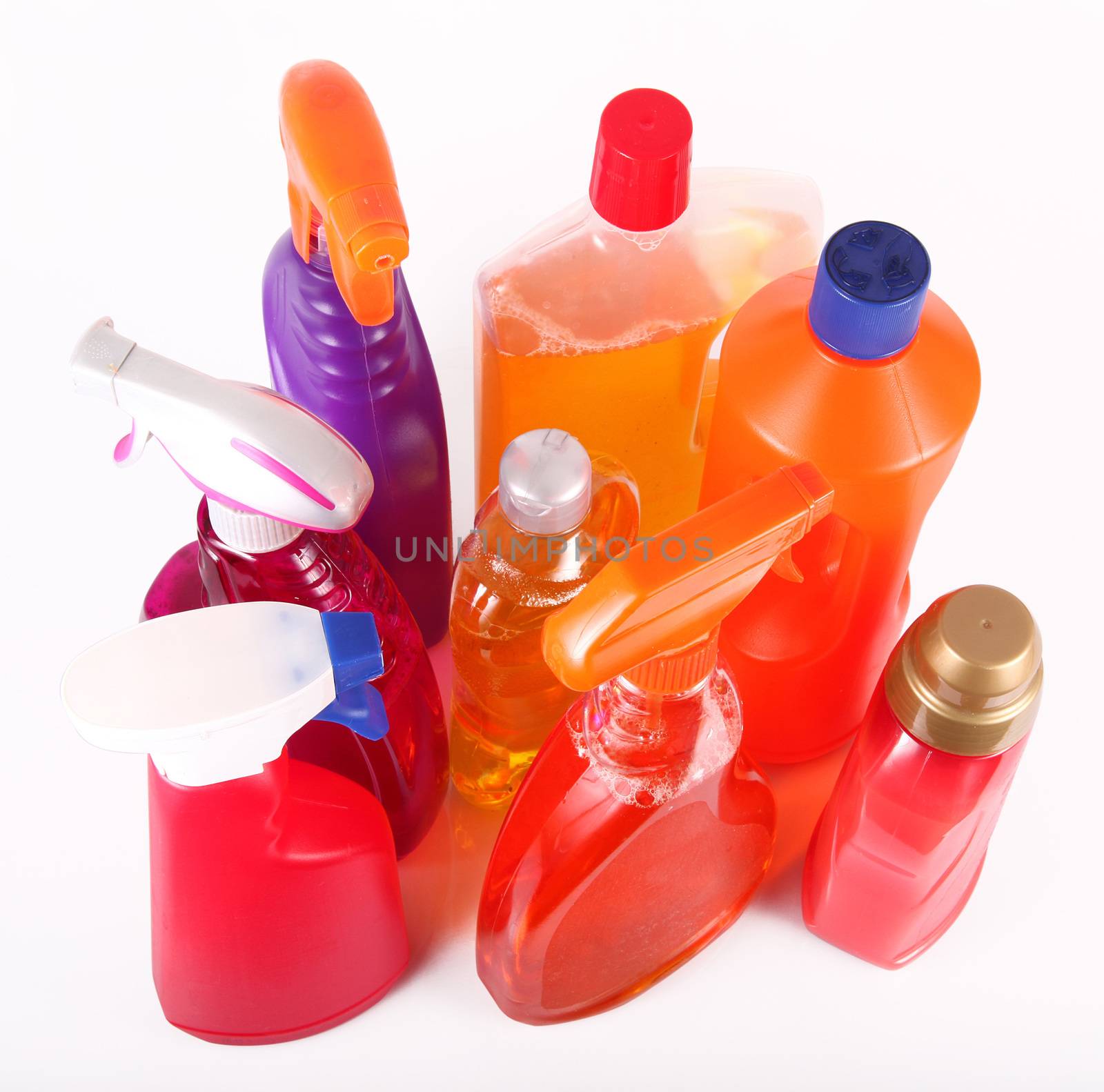 Plastic containers on white background