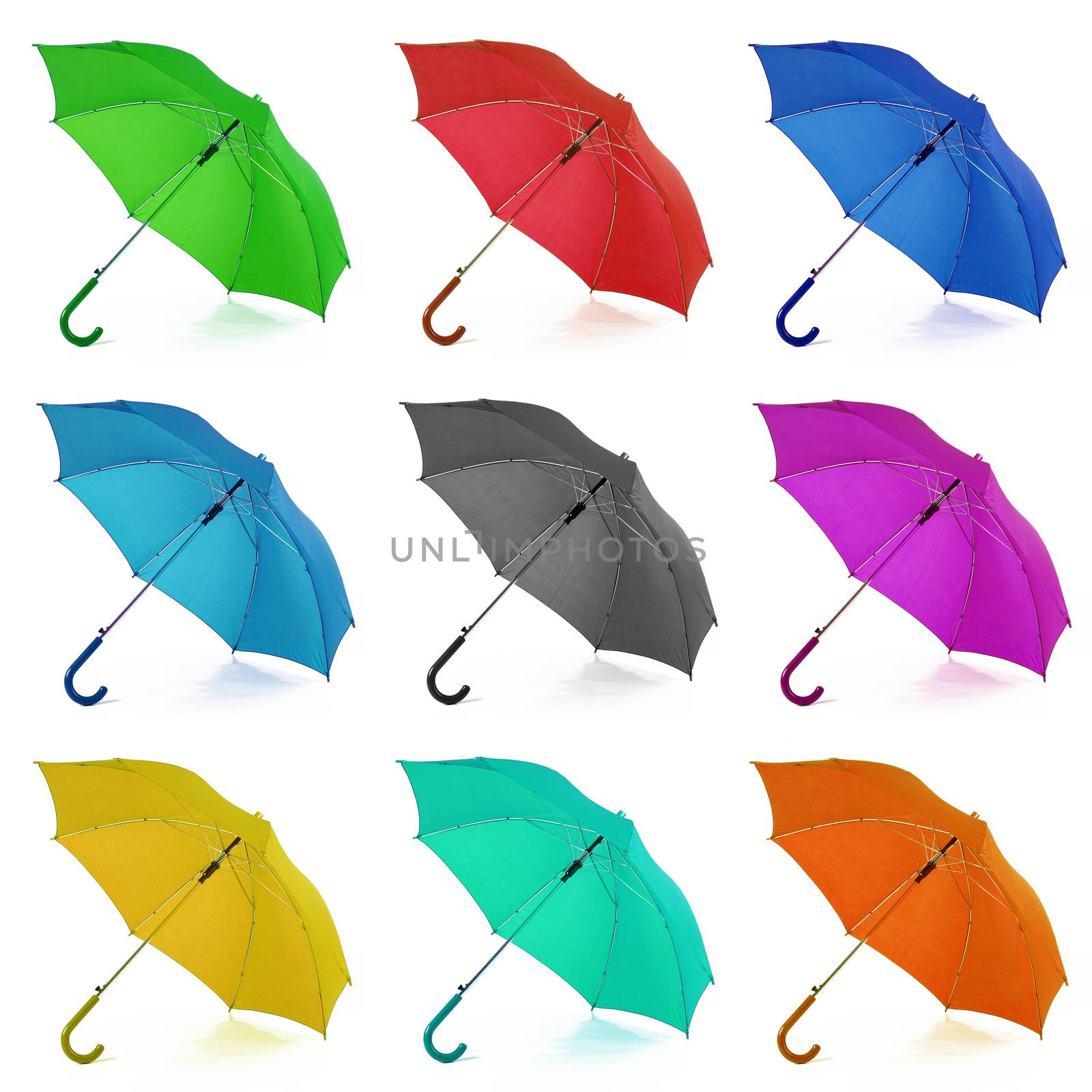 isolated collage umbrella on white background