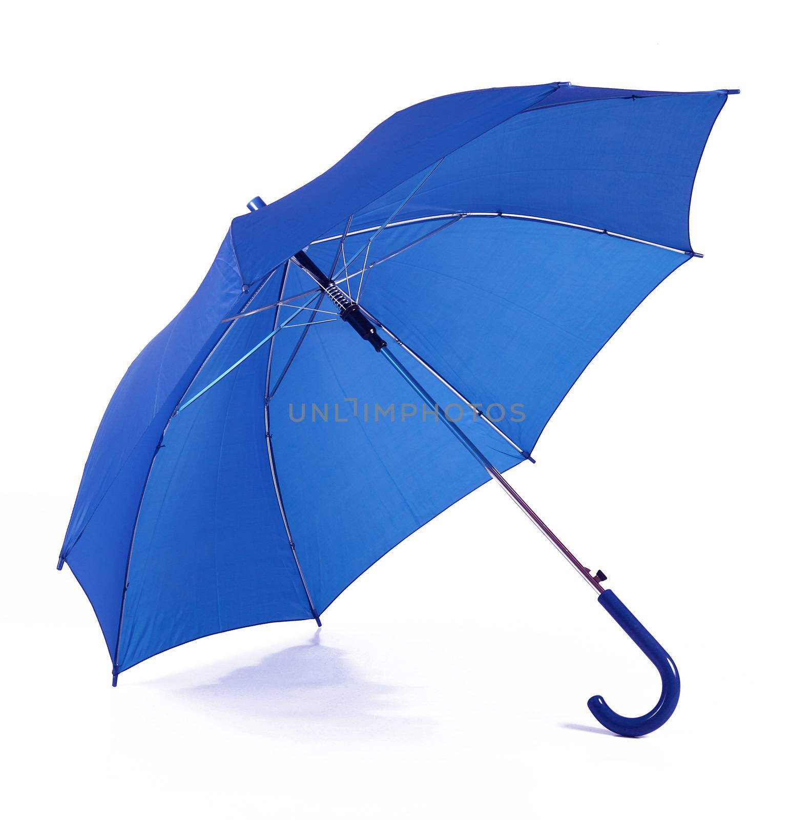 isolated blue umbrella in white background by photobeps