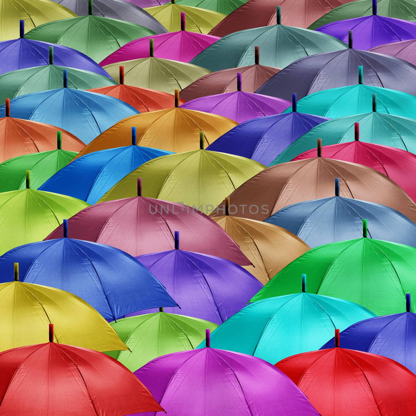 a group of coloured umbrellas