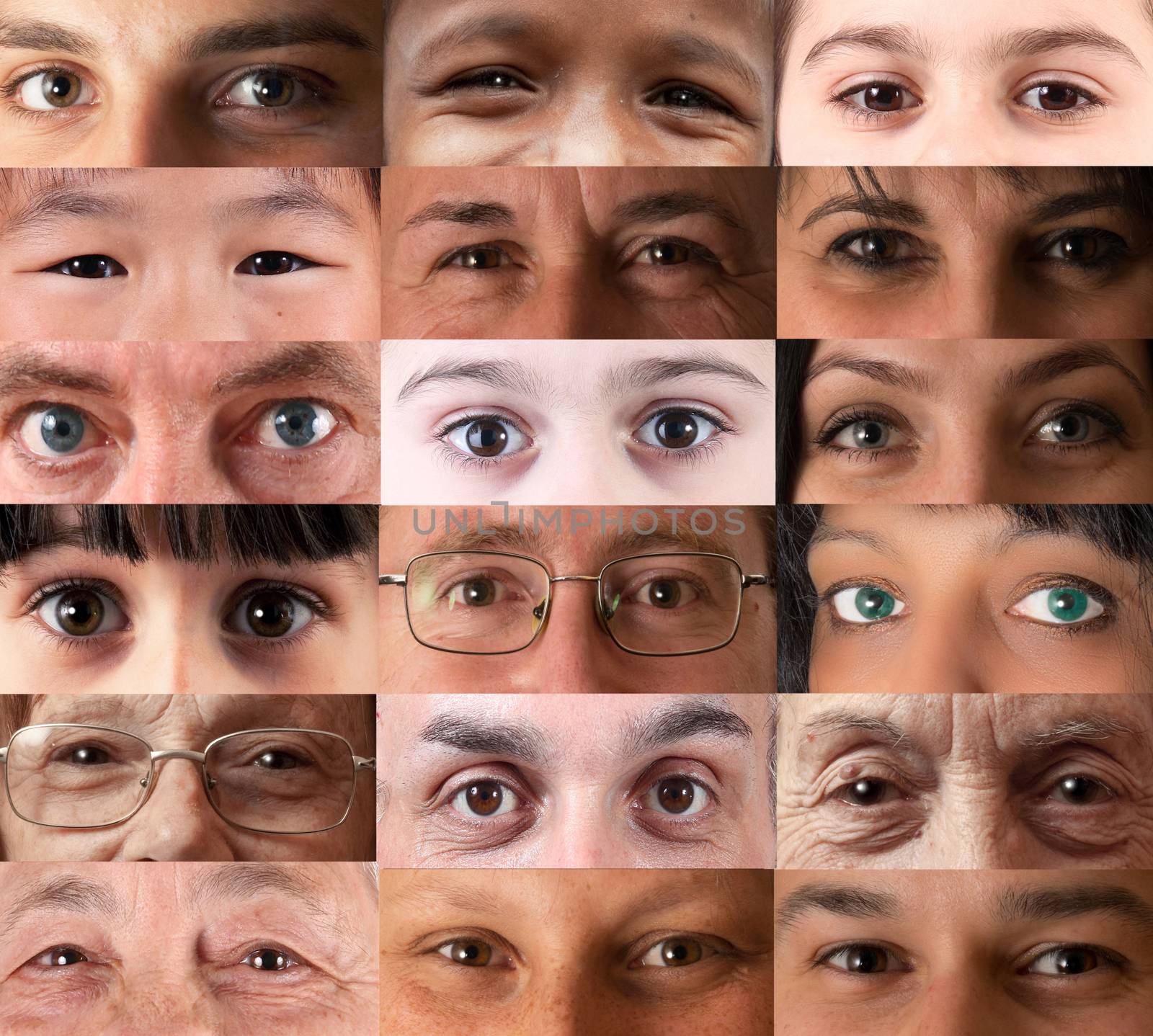 eyes collage on white background