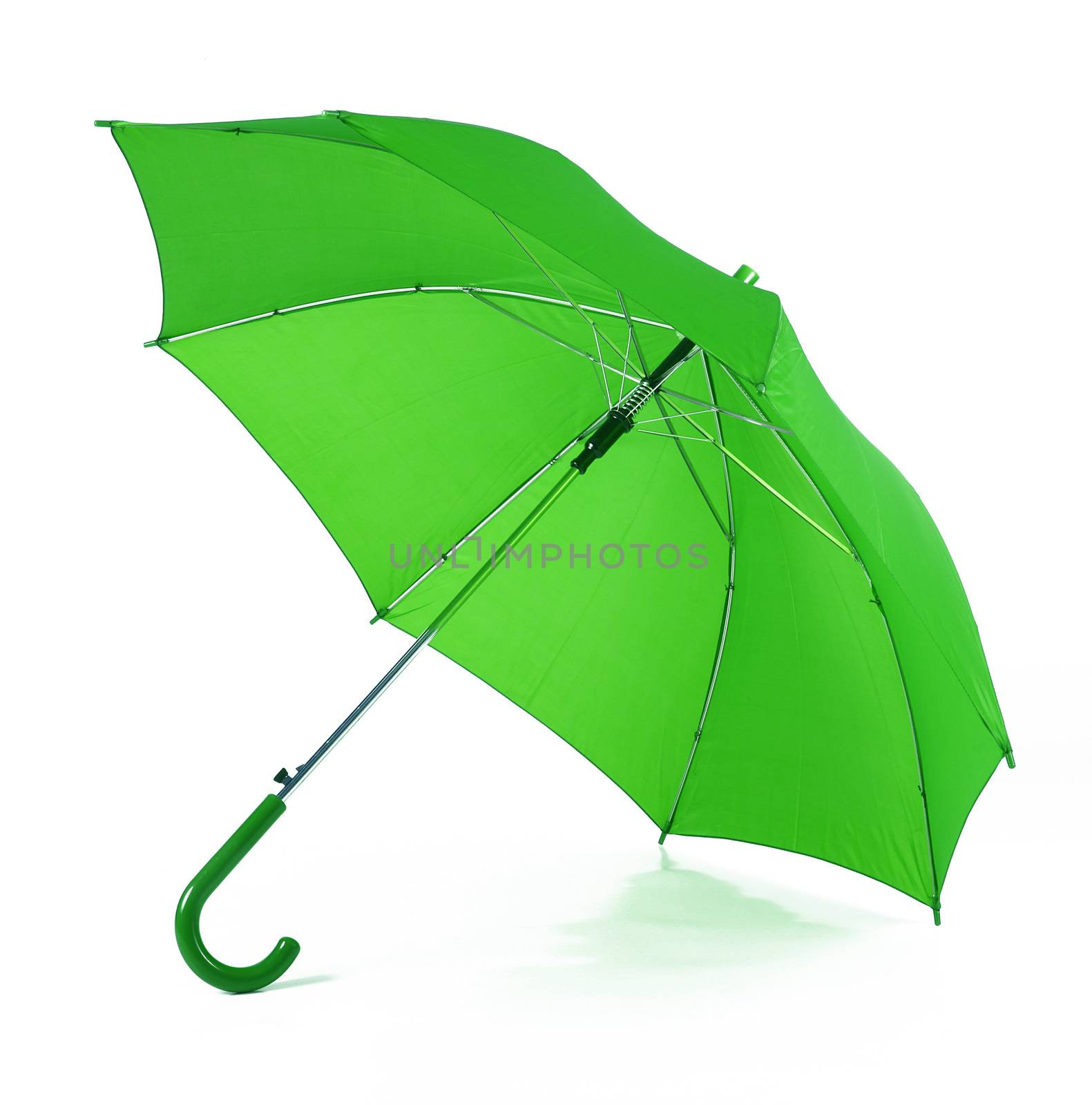 isolated green umbrella in white background by photobeps