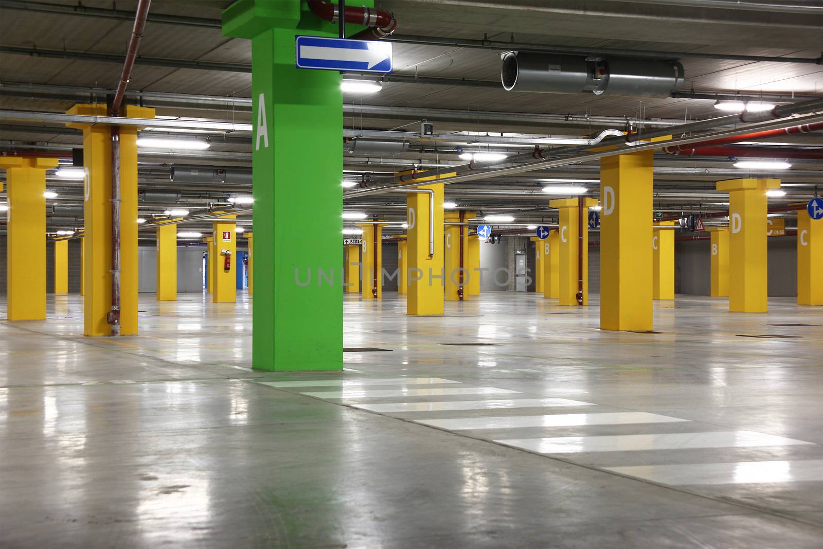 an empty big underground parking