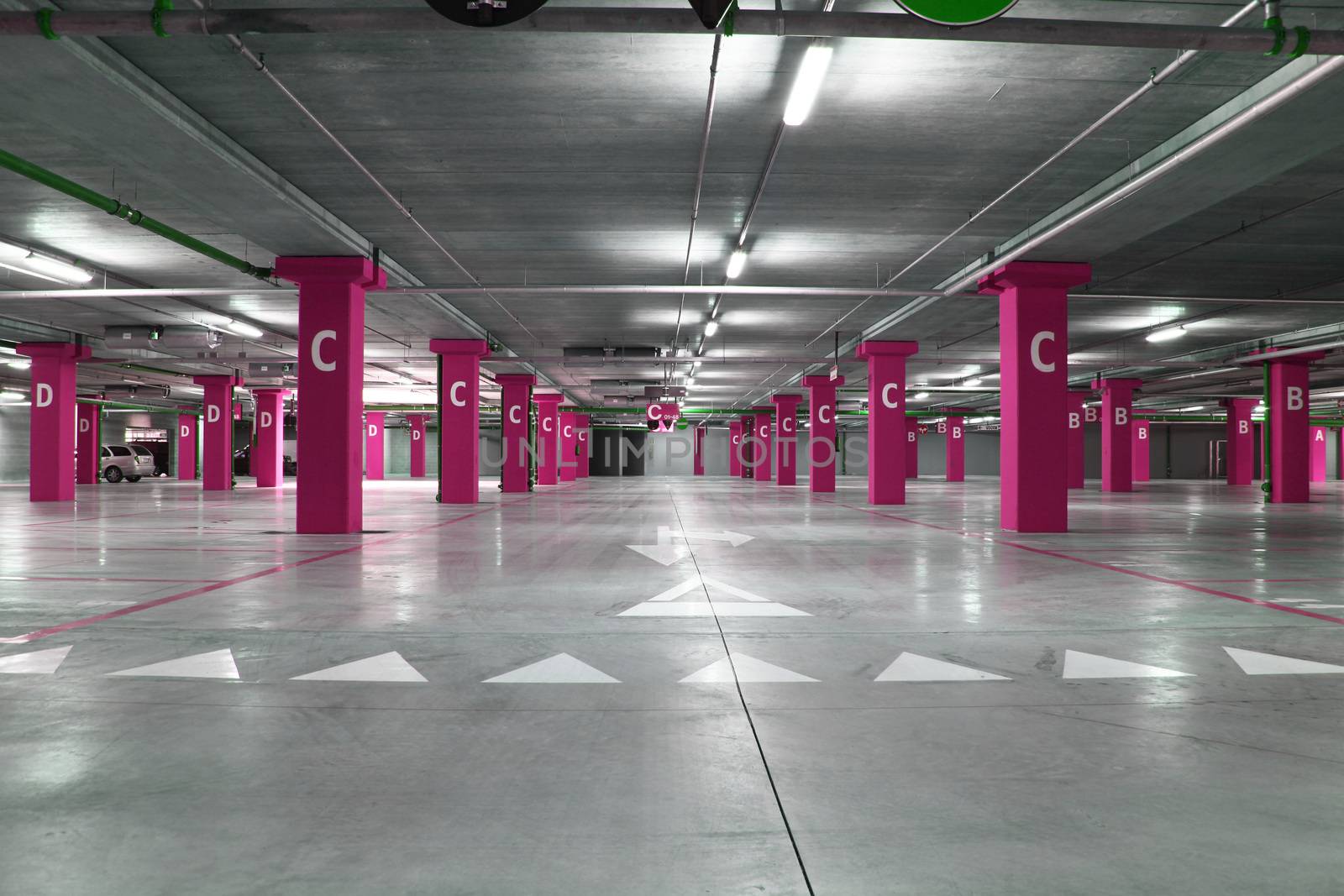 an empty big underground parking