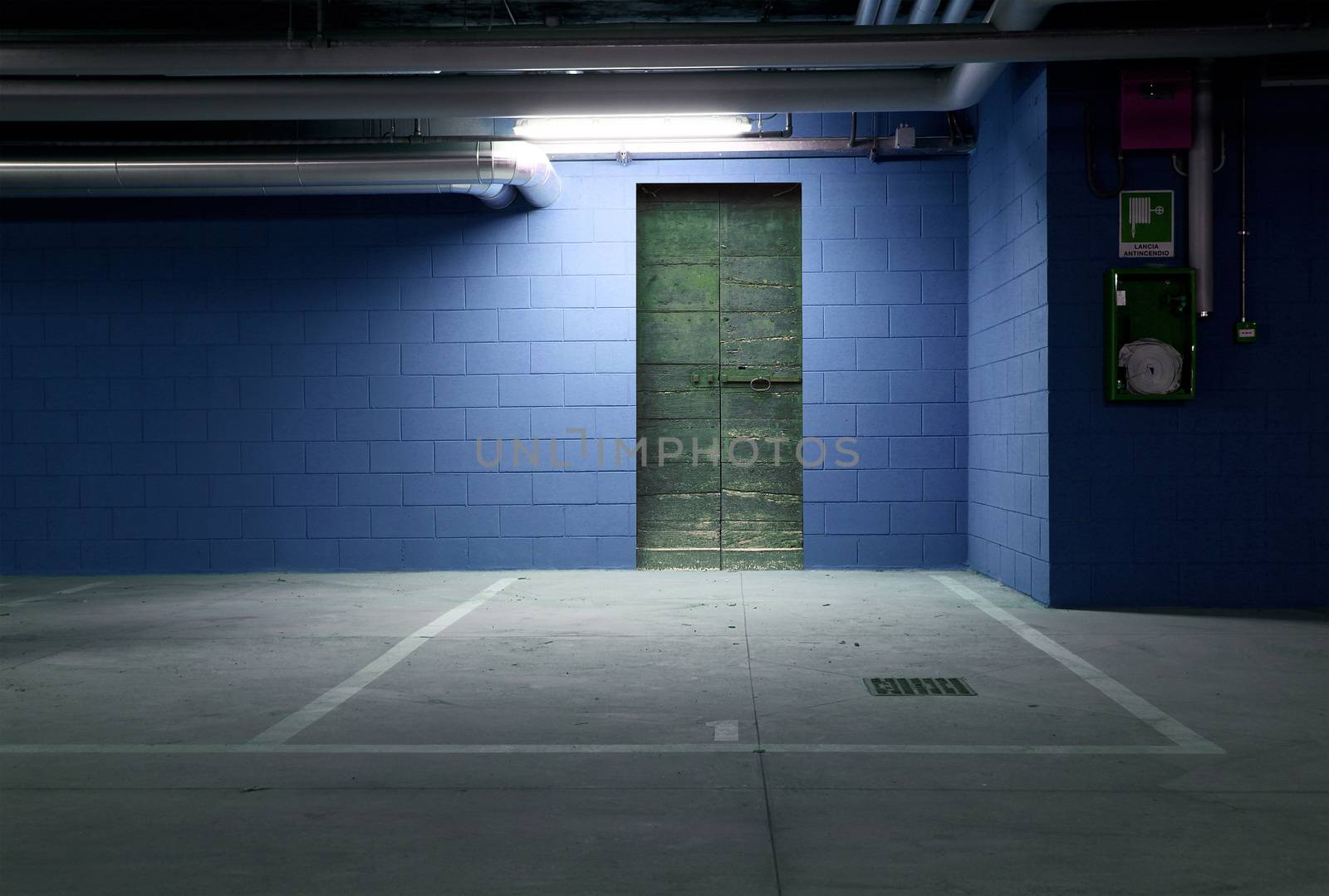 an empty big underground parking