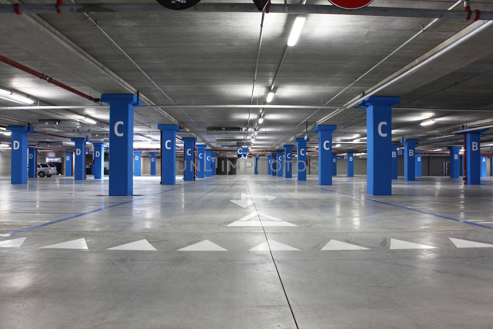 an empty big underground parking