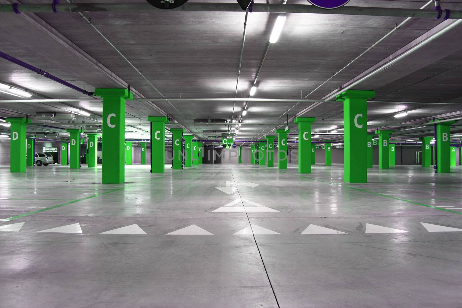 an empty big underground parking