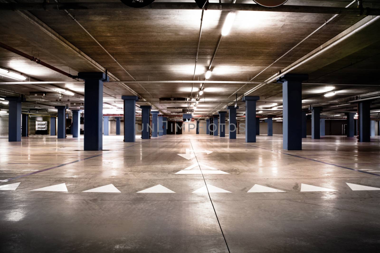 an empty big underground parking