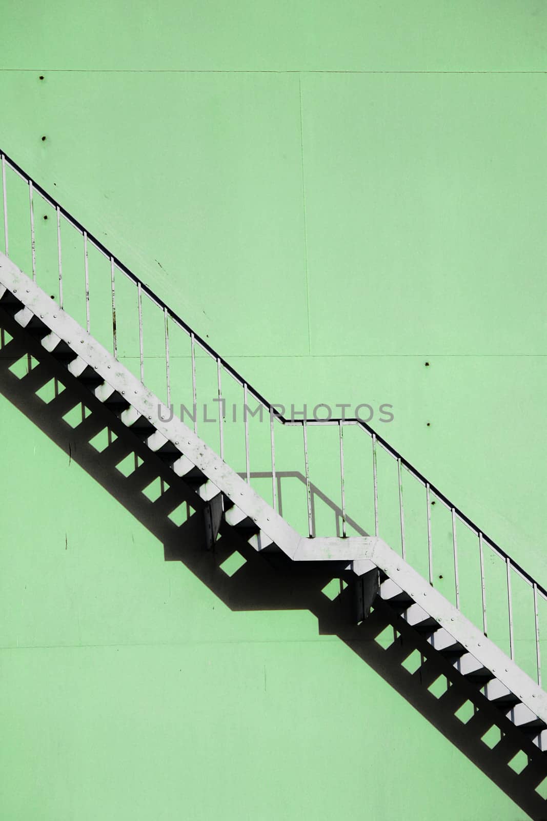 a steep staircase in a factory
