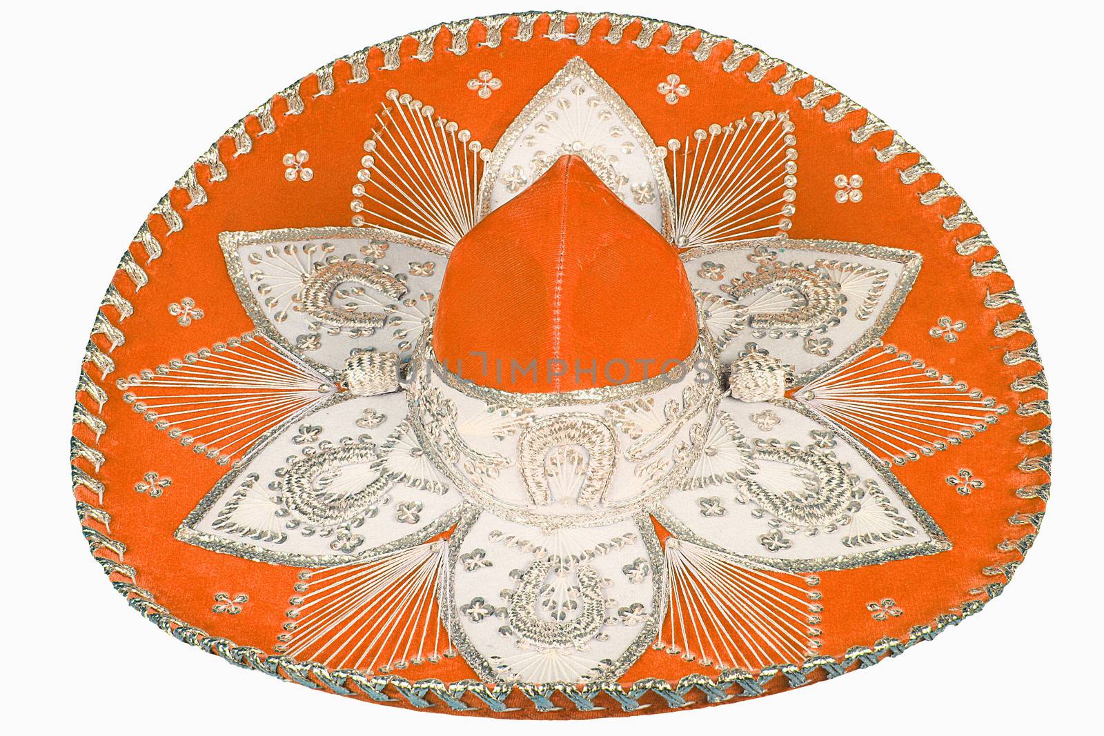 isolated orange sombrero on white background