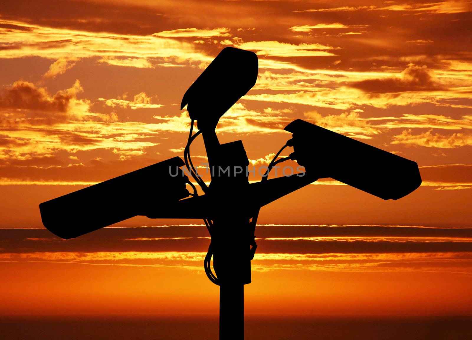 control camera on sunset background