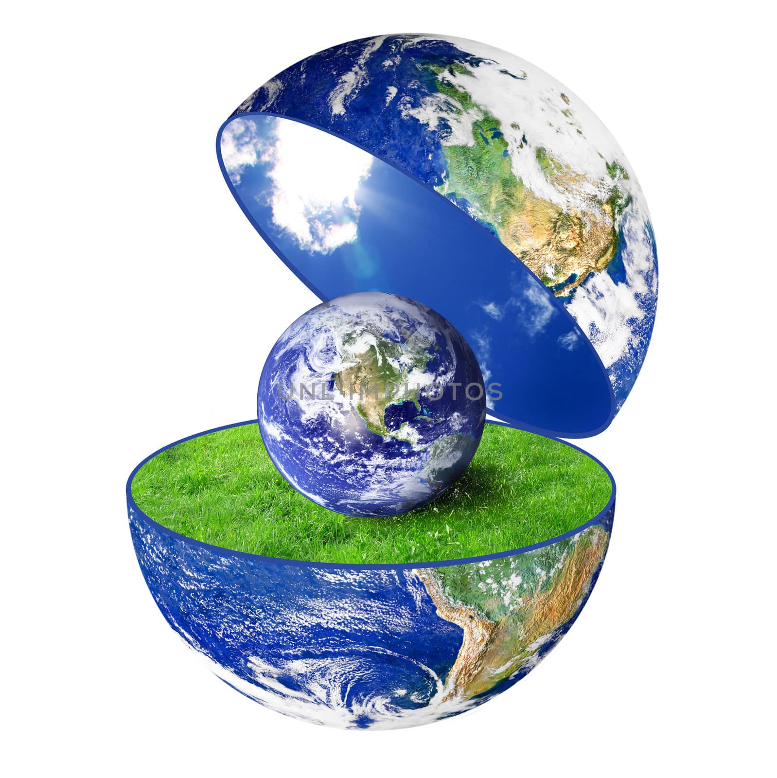 the planet Earth with little Earth on white background