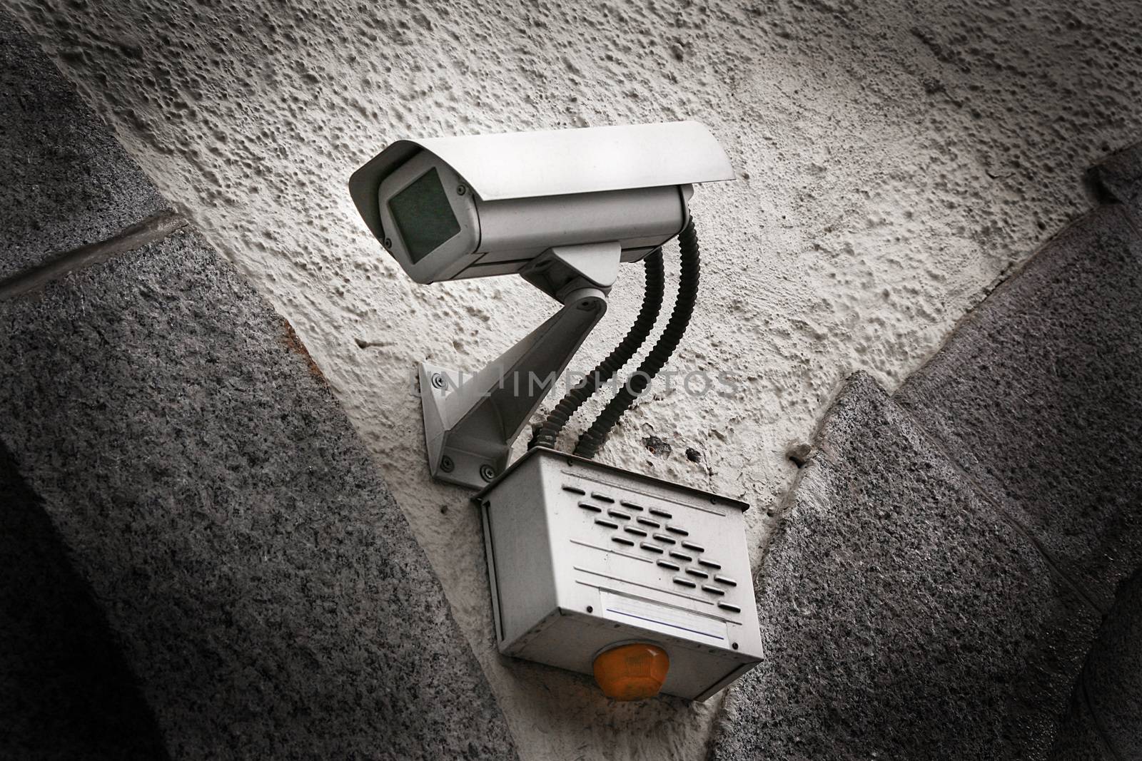 control camera on wall background