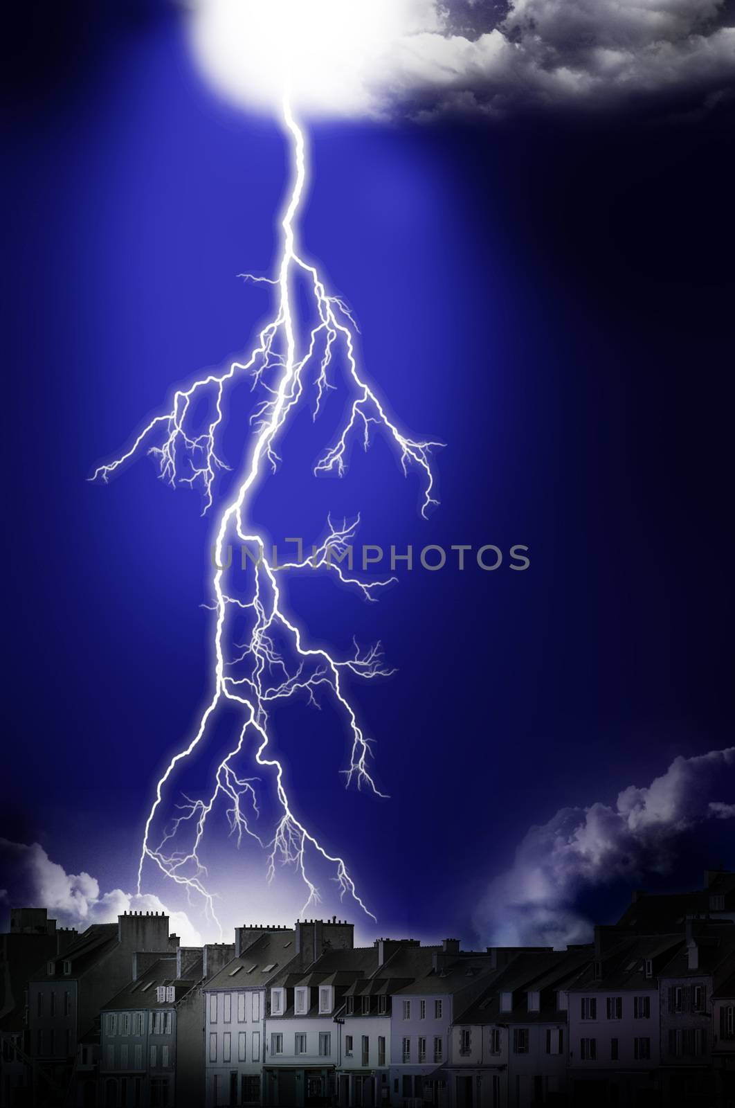 fantastic Lightning Storm in the dark