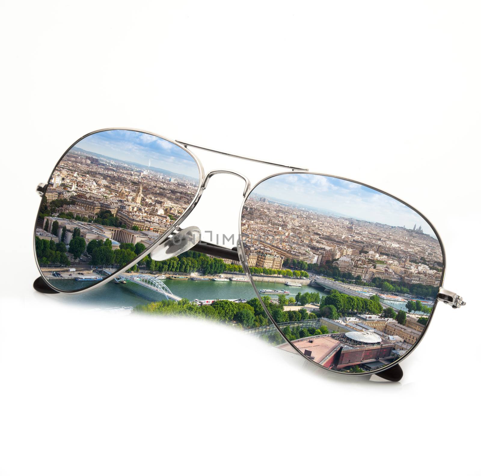 isolated Paris sunglasses on white background