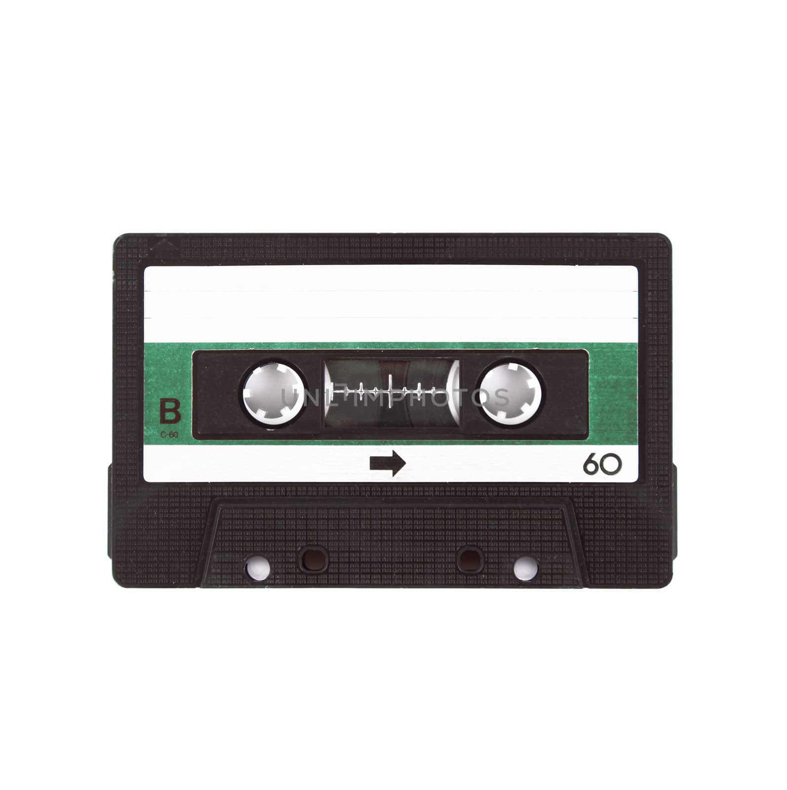 old audio cassette tape on white background