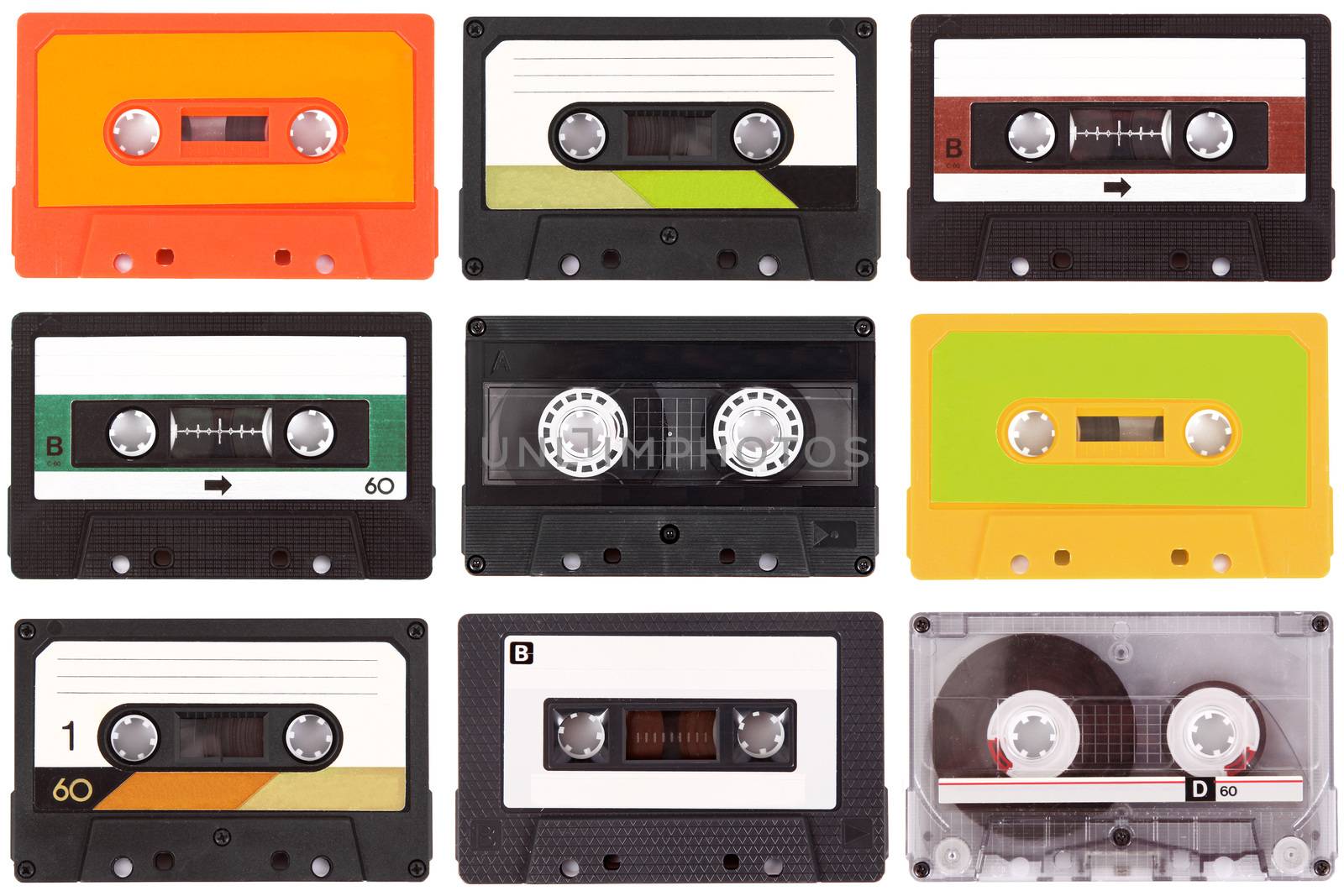 old audio cassette tape on white background