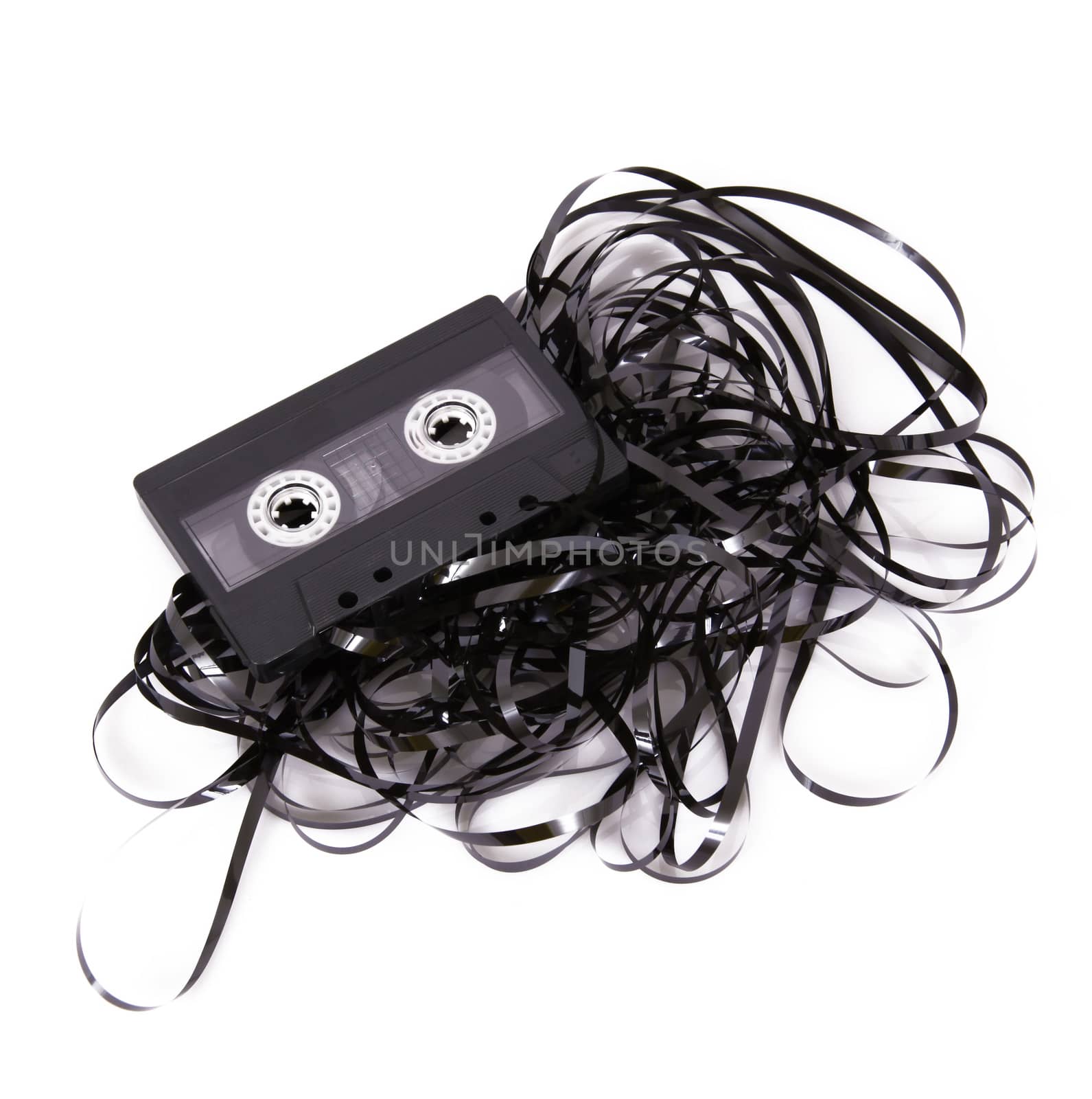 old audio cassette tape on white background