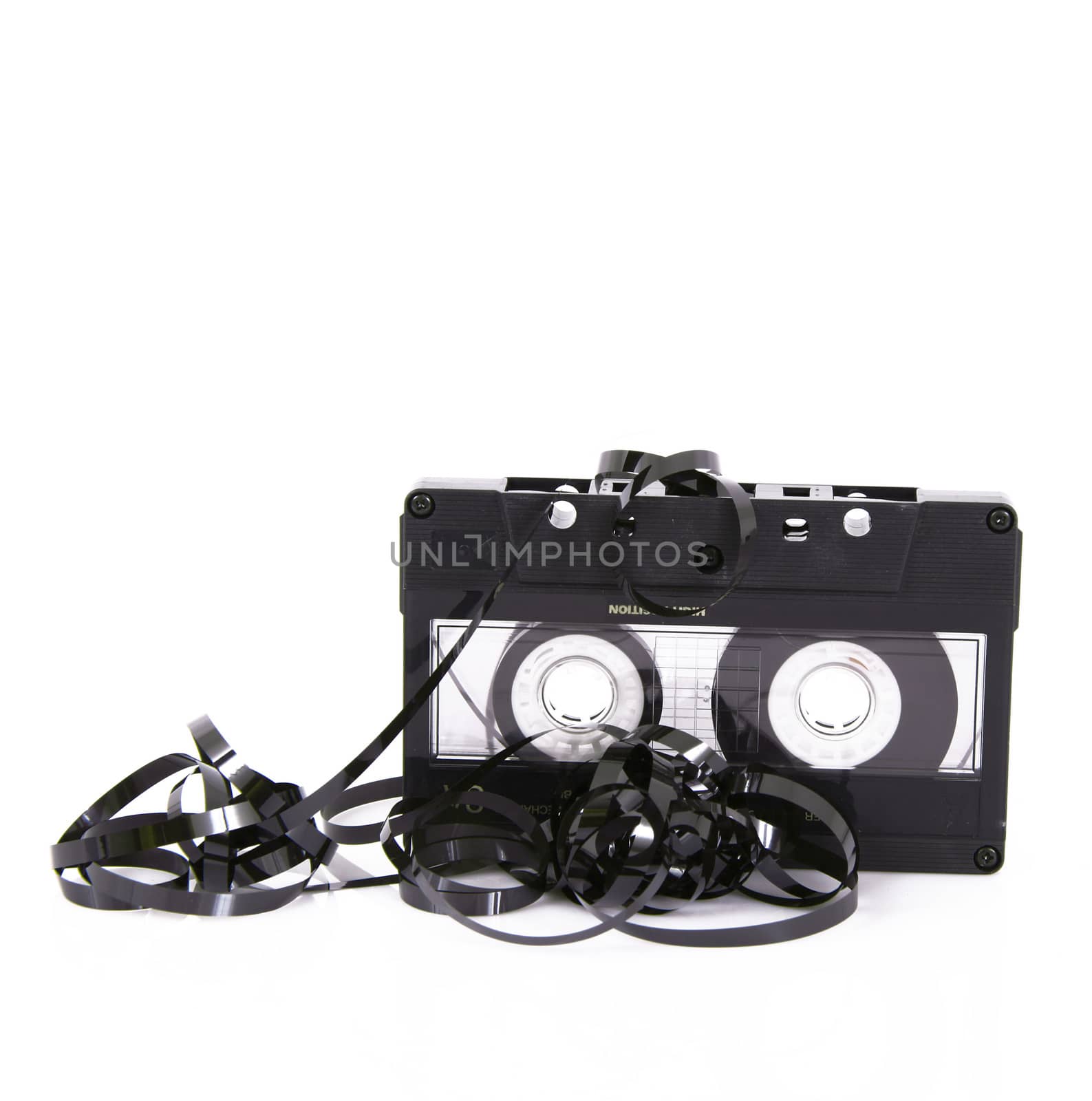 old audio cassette tape on white background