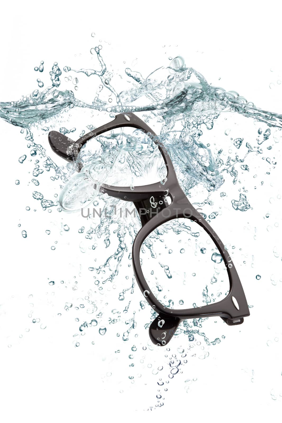 sunglasses splash on white background