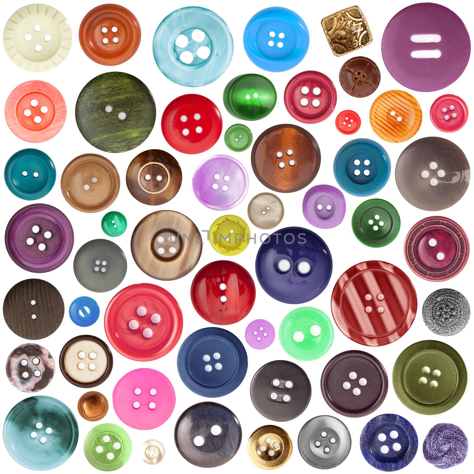Collection of buttons on white background