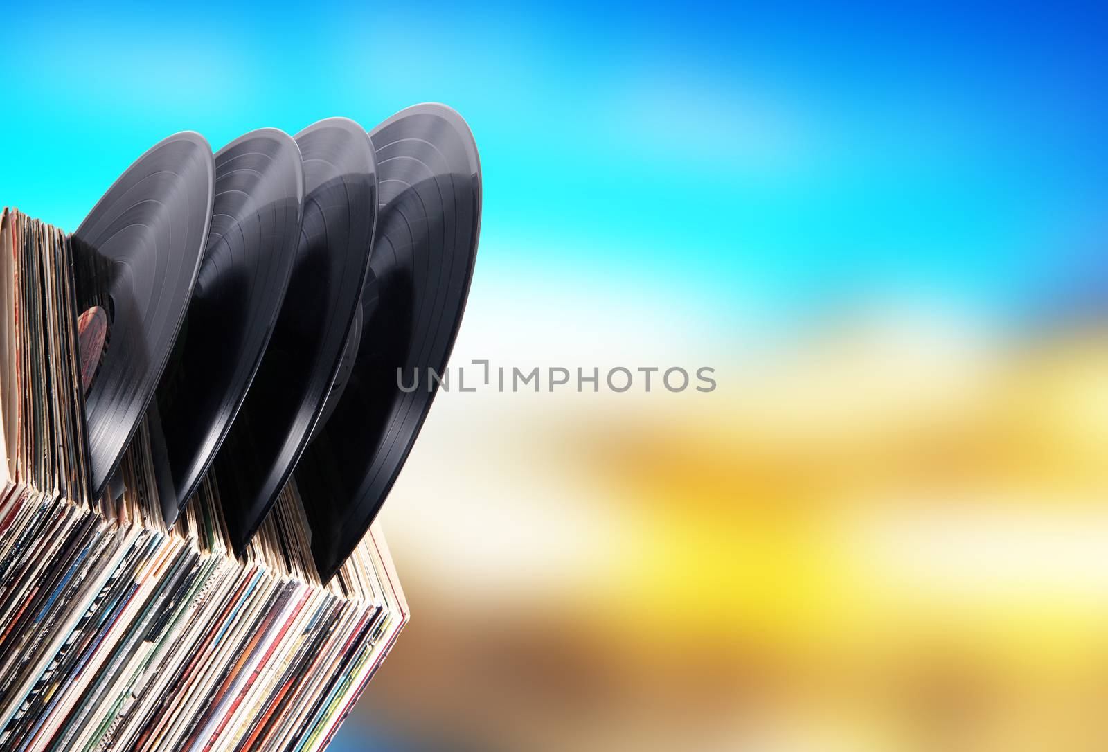 old vinyl on color background