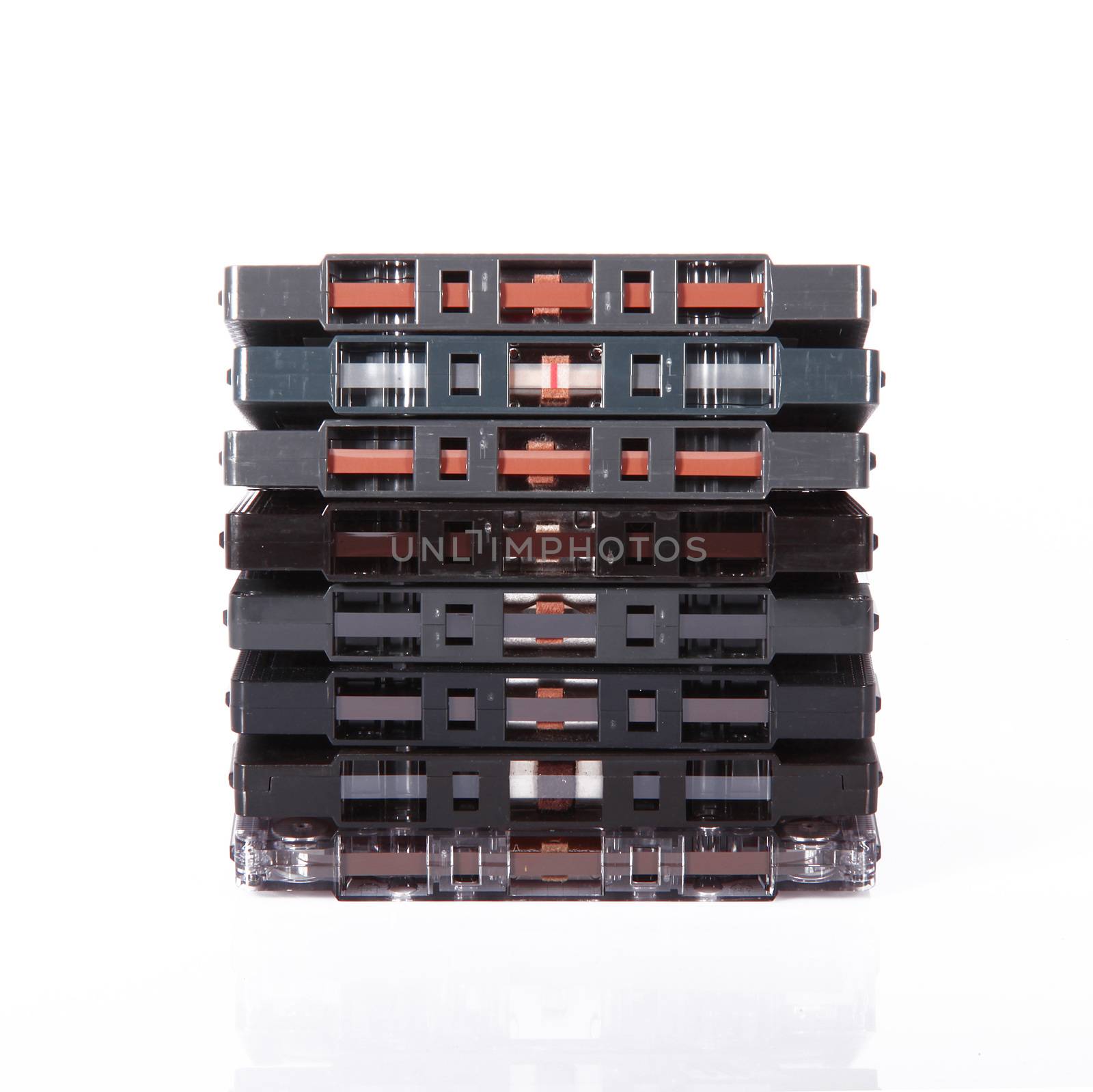 old audio cassette tape on white background
