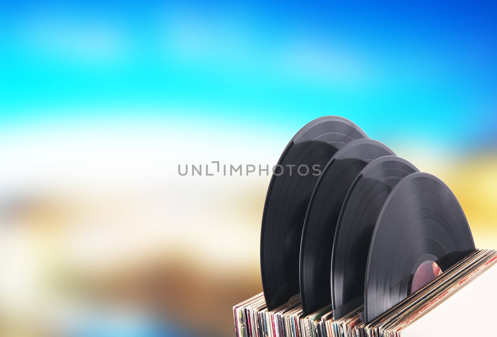 old vinyl on color background