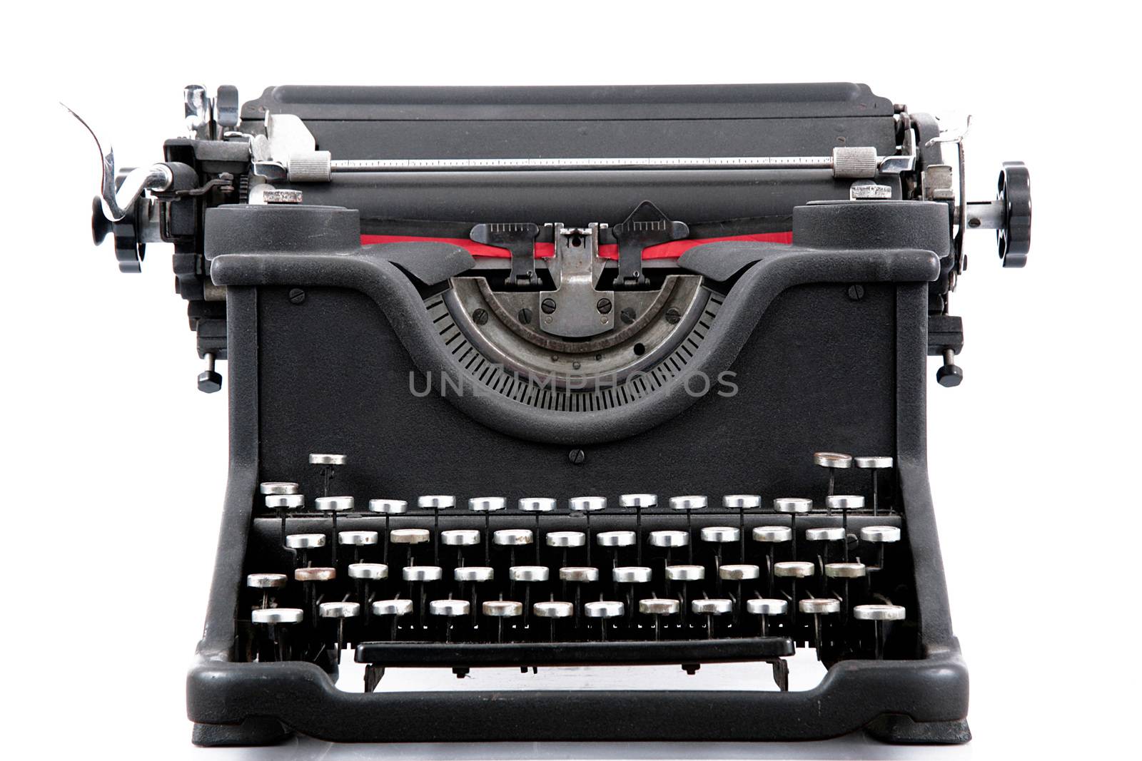 old typewriter on white background