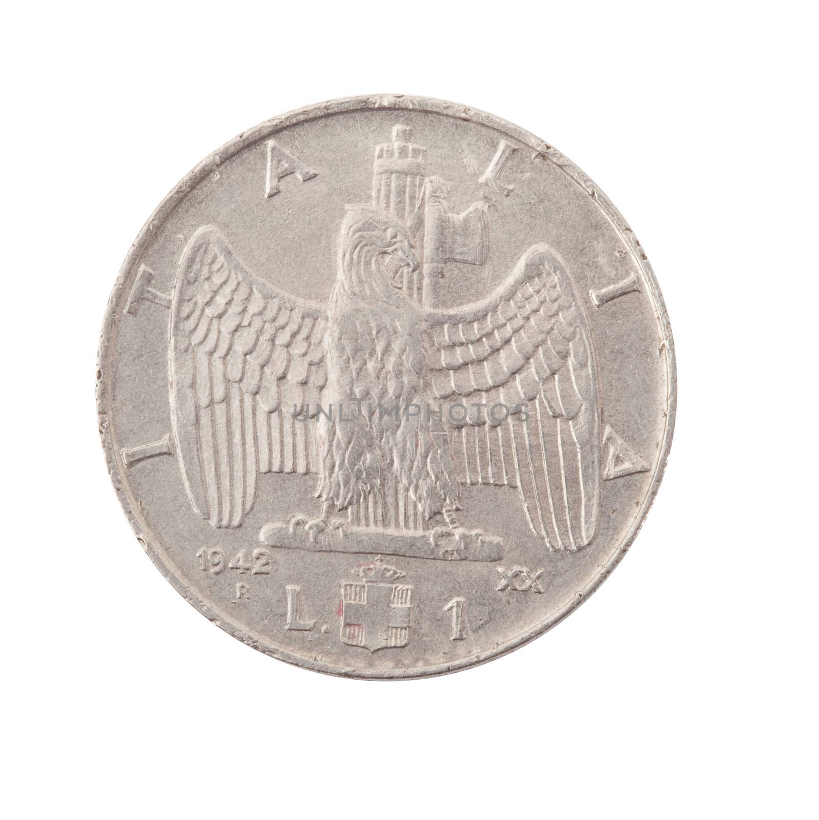 vintage metal coin on white background