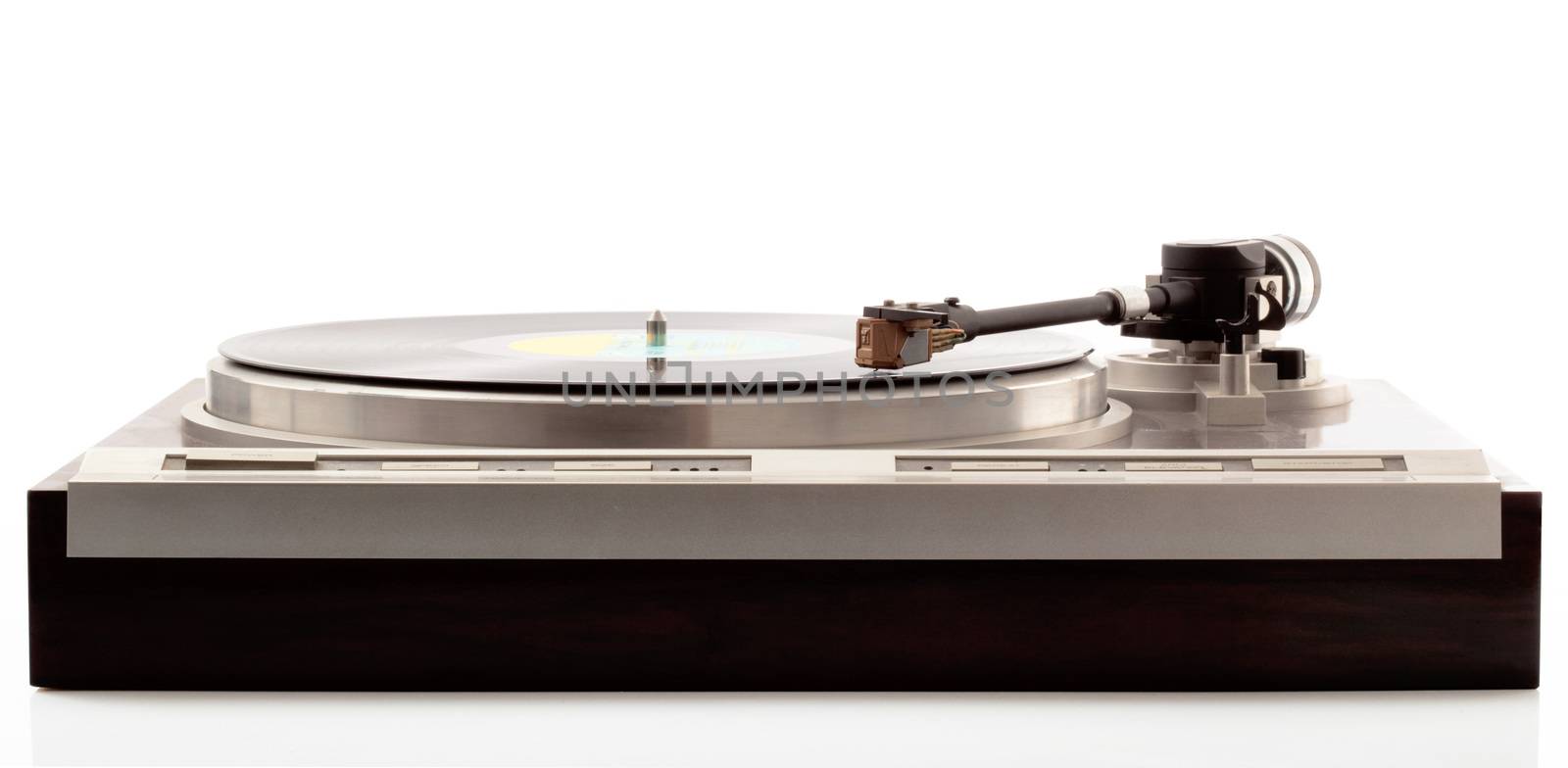 Vintage Turntable on white background