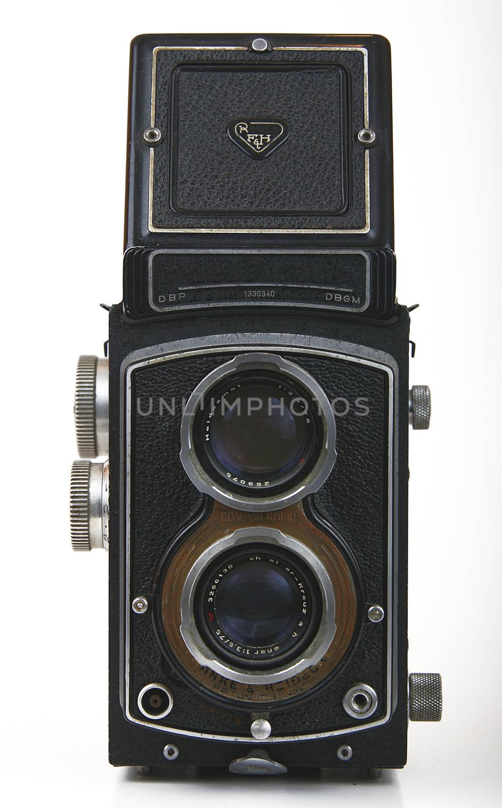 isolated vintage camera on white background